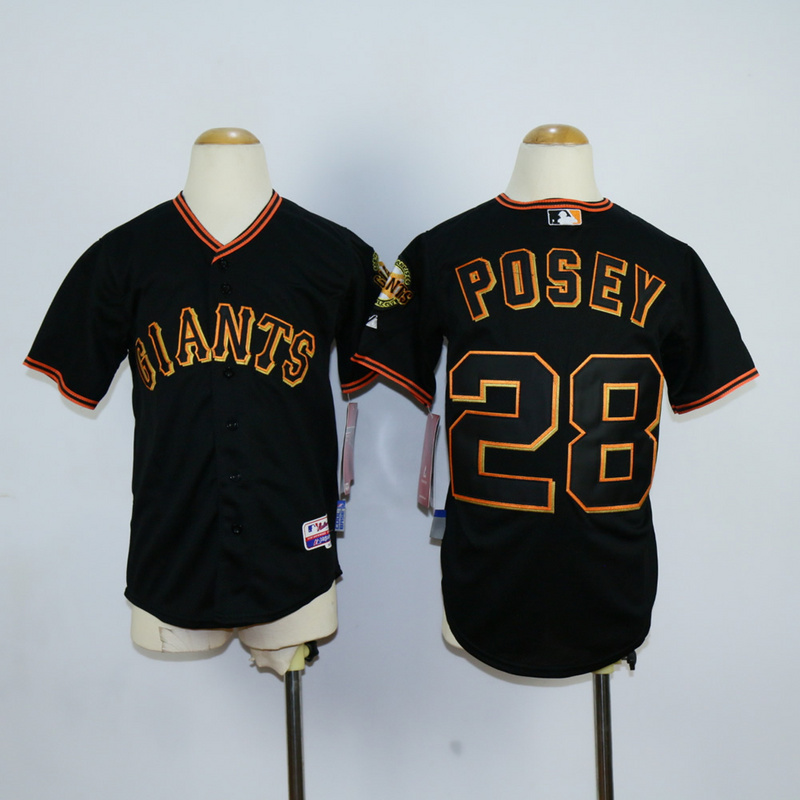 Youth San Francisco Giants 28 Posey Black MLB Jerseys